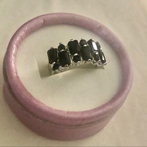 NEW Sterling Silver Black Agate Ring - Size 9